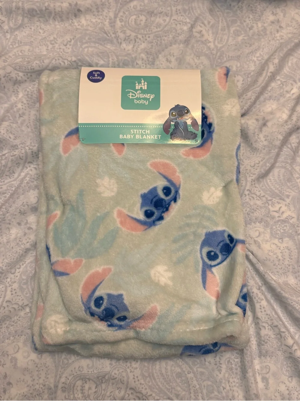 Disney Baby Plush Stitch Blanket in Pastel Blue and Pink